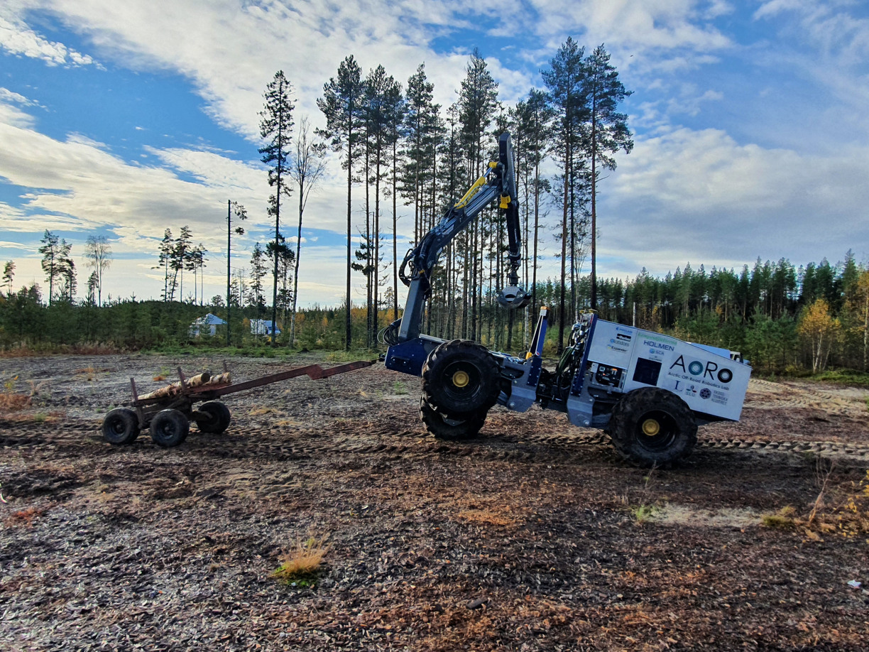 A forestation machine on a field