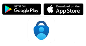 Blid som visar logotypen för Microsoft Authenticator då det finns en app som heter i princip samma sak med en annan logga i App store